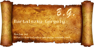 Bartalszky Gergely névjegykártya
